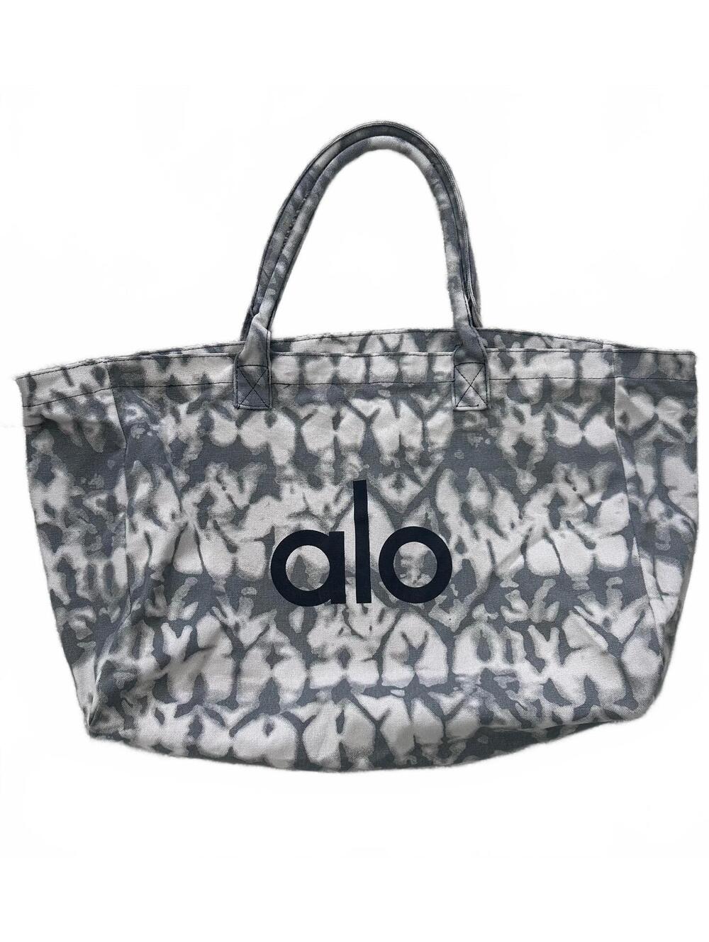 THRIFT: Alo Yoga Gray & White Tie-Dye Canvas Large Gym Tote Bag